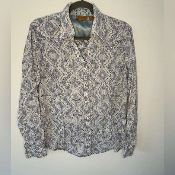 Wrangler Tops - Vintage Western old fashion snap button down shirt size large